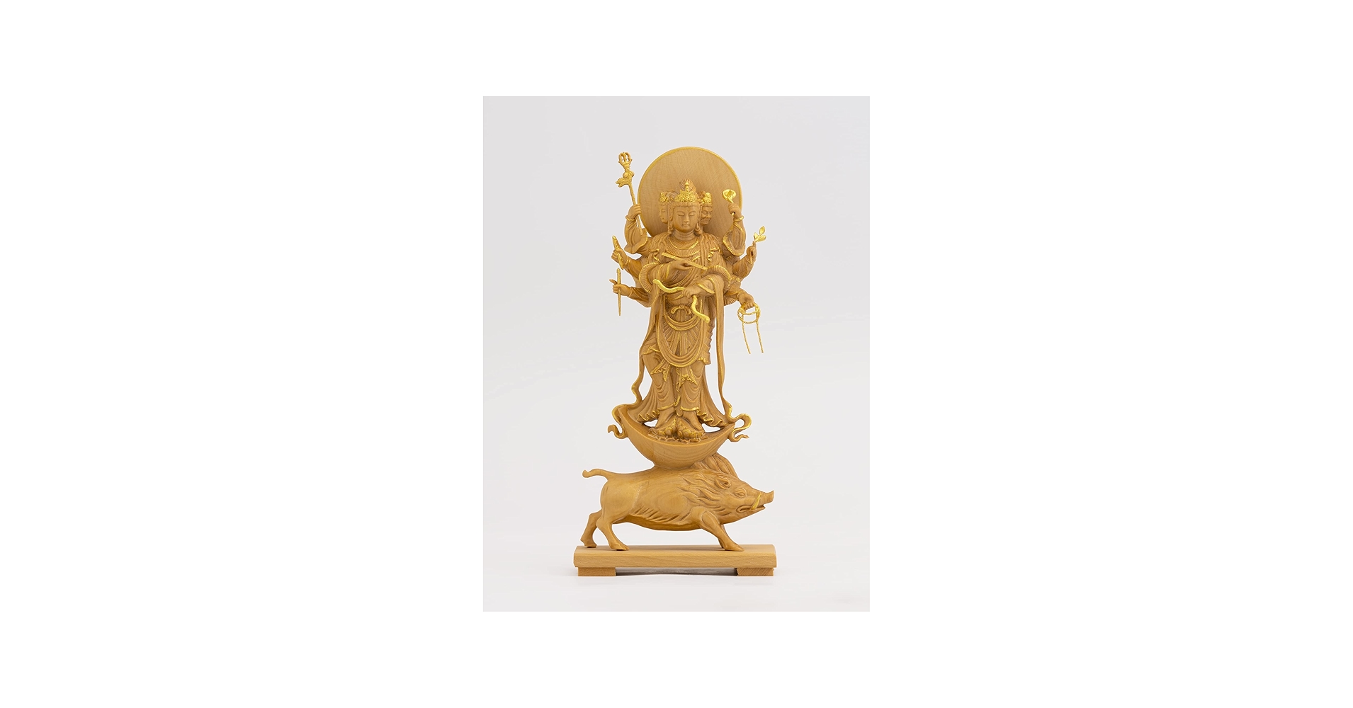 Amazon｜極小仏 摩利支天 立像 13.5cm（木製：ツゲ 金泥仕上）＿仏像