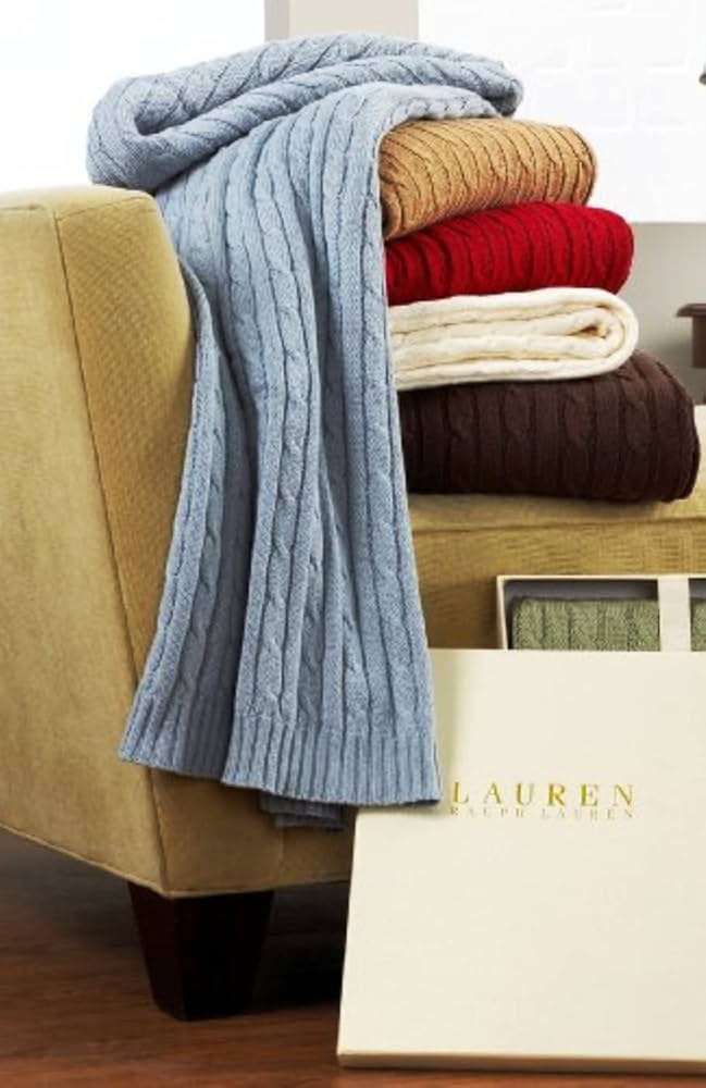 Amazon｜ラルフローレンケーブルニットThrow -オフホワイト(クリーム