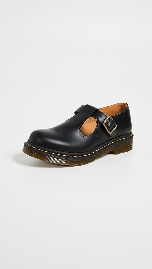 Amazon.com | Dr. Martens Women's Polley Shoe, Black Smooth, 3
