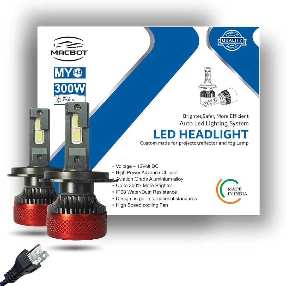 MACBOT H4/H19 Type Yellow LED Headlight Bulb 300 Watt MY-H4, with