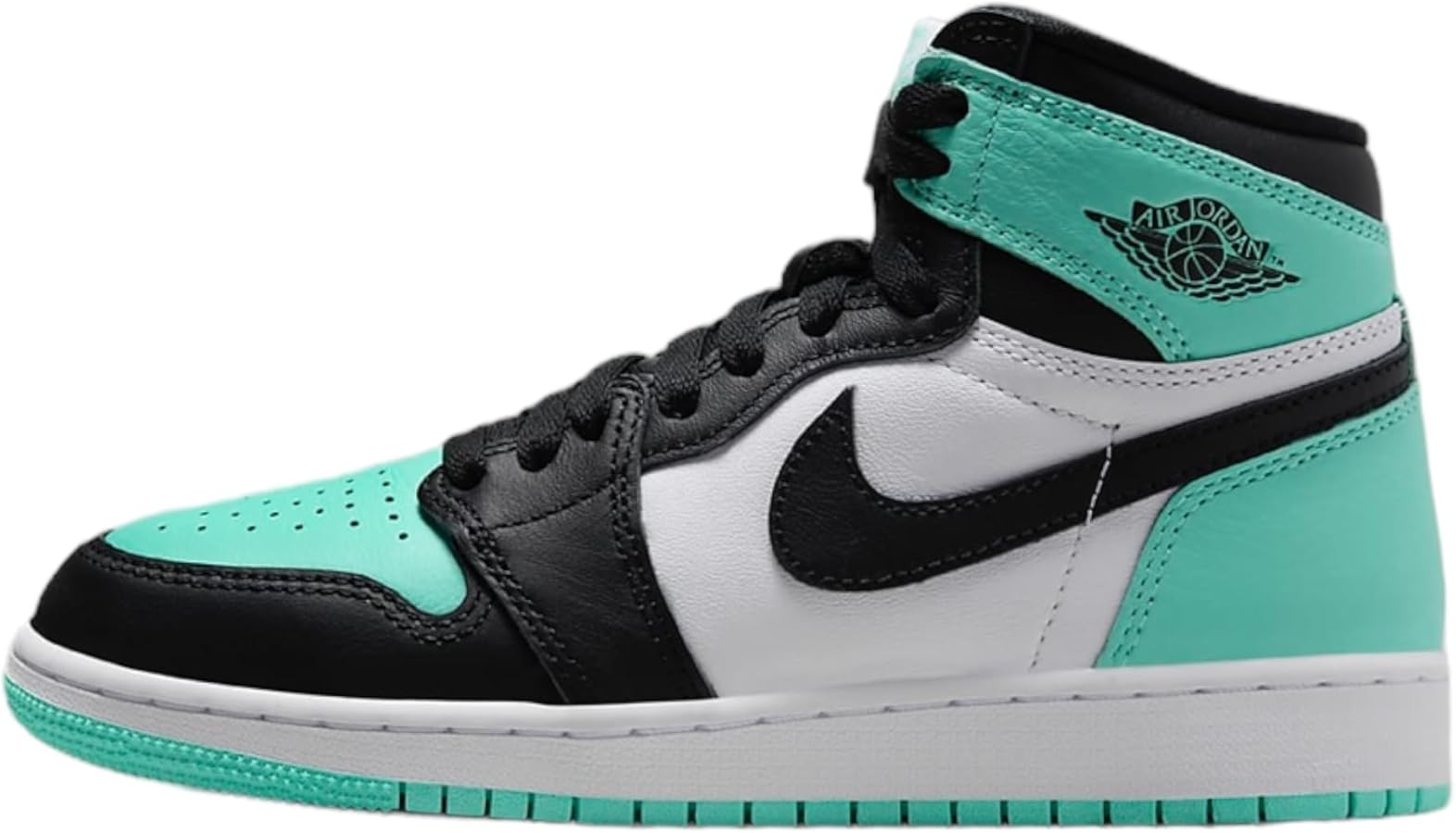 Jordan Air 1 Retro High OG Grade School Shoes, White/Black-green