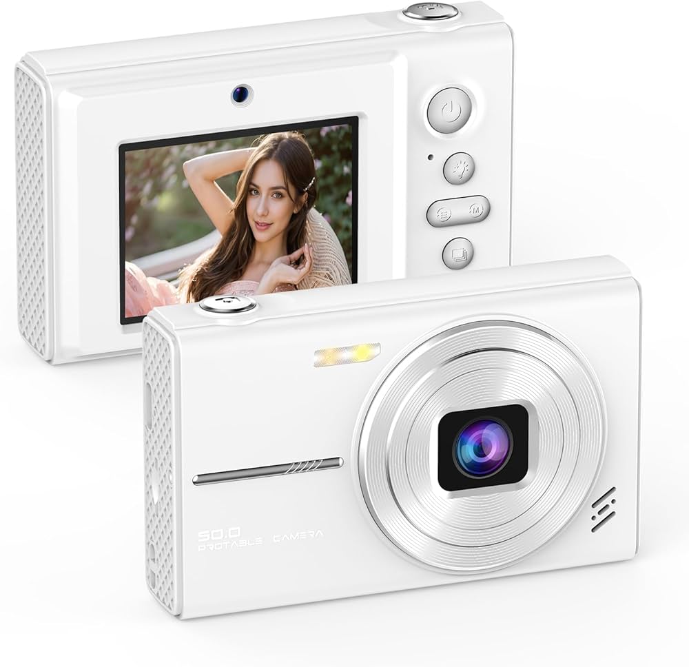 Amazon | コンパクトデジタルカメラ！前後双自拍、6800万像素、128GB