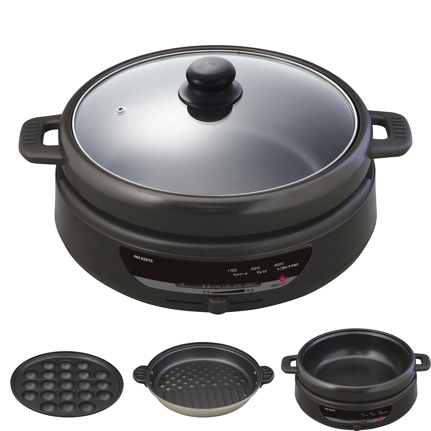 Amazon | [大阪Deco] 3枚プレート 電気グリル 鍋 [たこ焼き・グリル