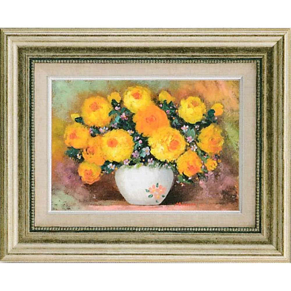 油絵 菅家令子 絵 絵画 インテリア F4-070302 花 ばら 油絵 菅家令子