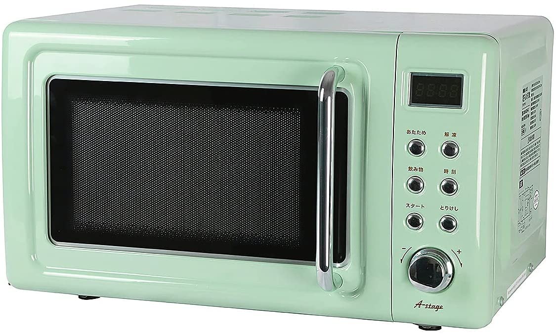 Amazon | A-stage 単機能レトロ調電子レンジ 20L ライトグリーン DRW
