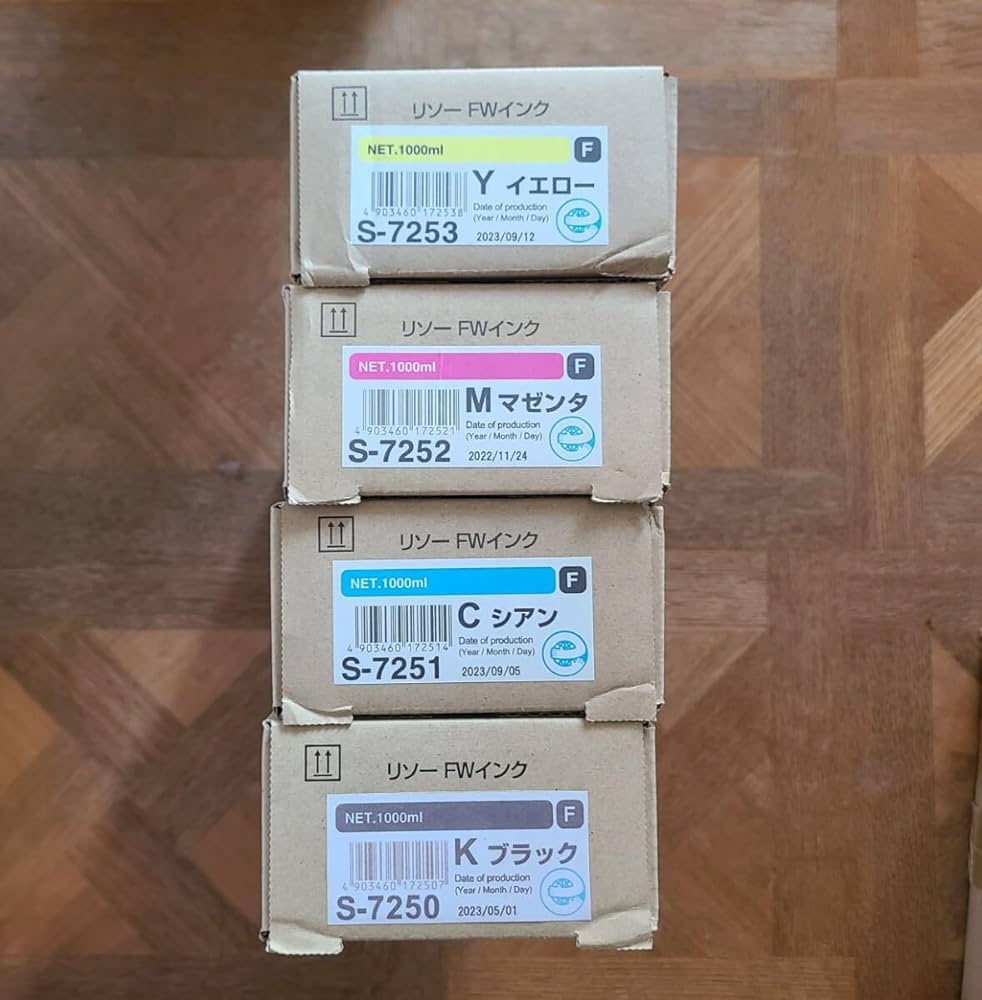 RISO 理想科学 FWⅡインク 4本セット（ブラック×2・マゼンタ×2