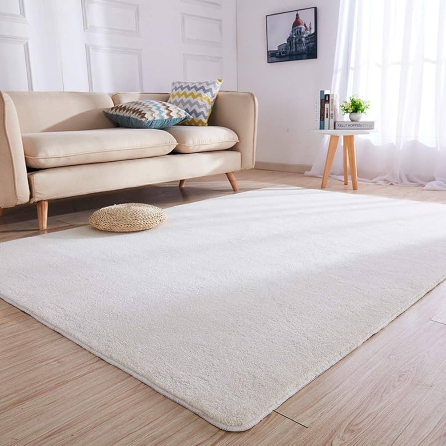 Amazon｜ラグマット ラグ 洗える ラグマット 白 ふわふわ さらさら