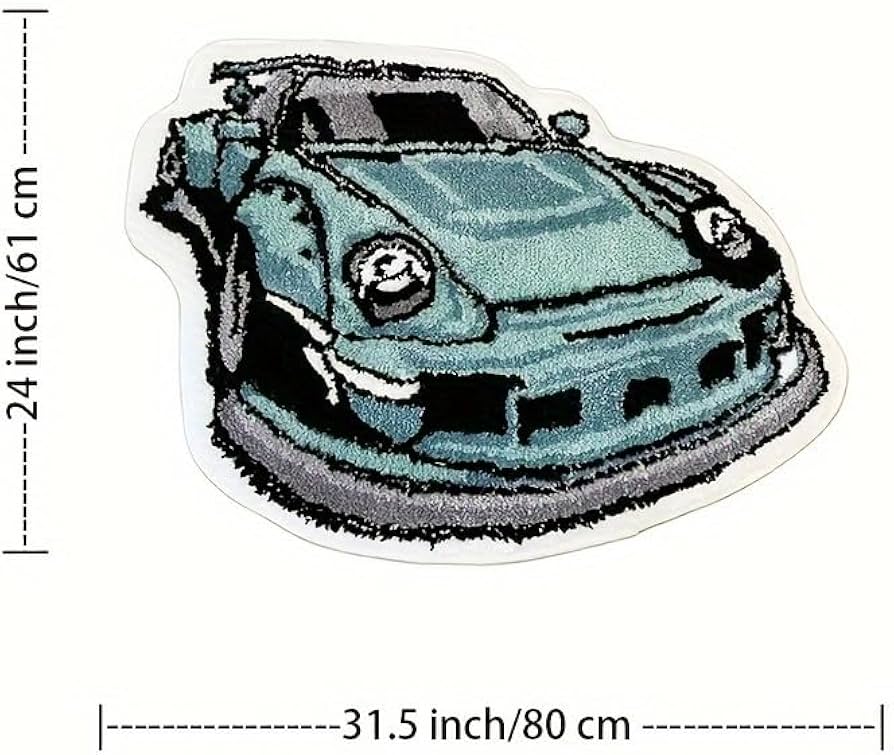 Amazon.com: LAKEA Enthusiast Green Sports Car Shaped Flocking Rug