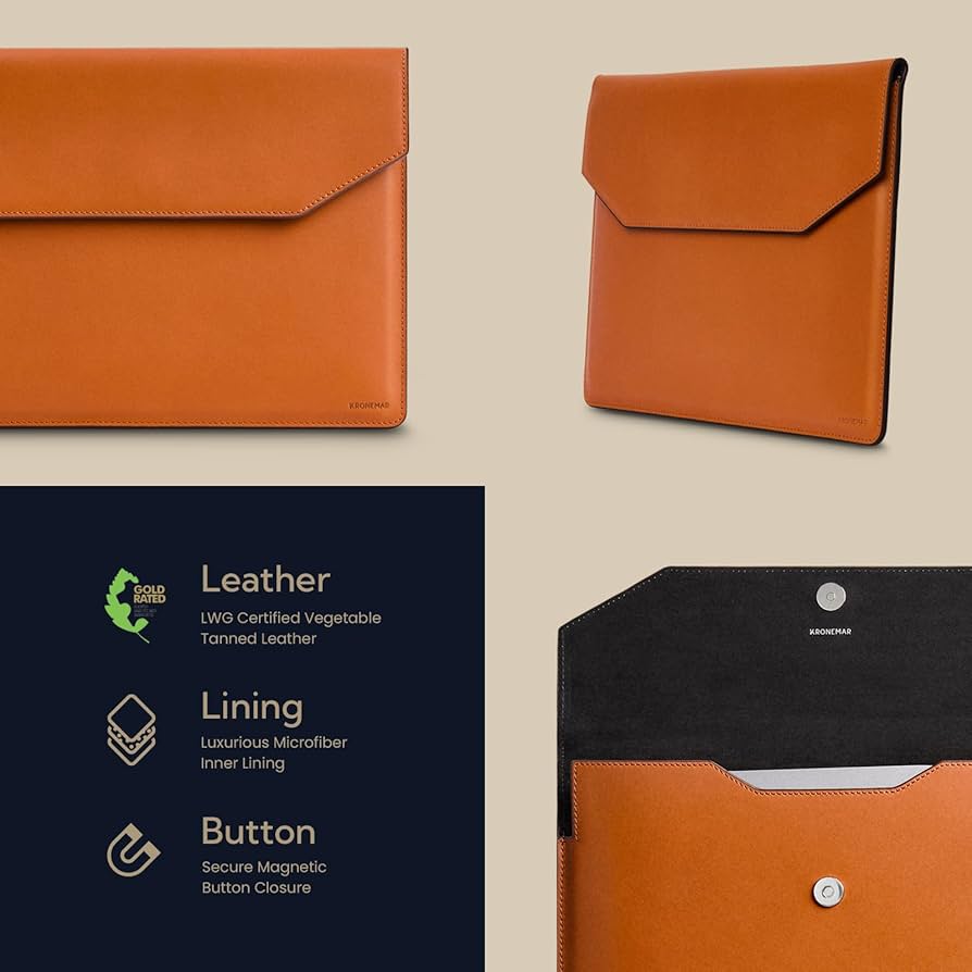 Amazon.co.jp: Kronemar 16 インチ 本革 ノートパソコンケース MacBook