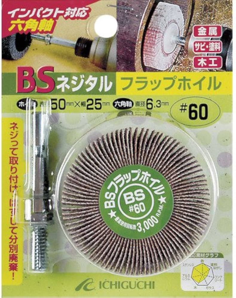 Amazon | イチグチ BSネジタル フラップホイル 六角軸 50×25#60 50507