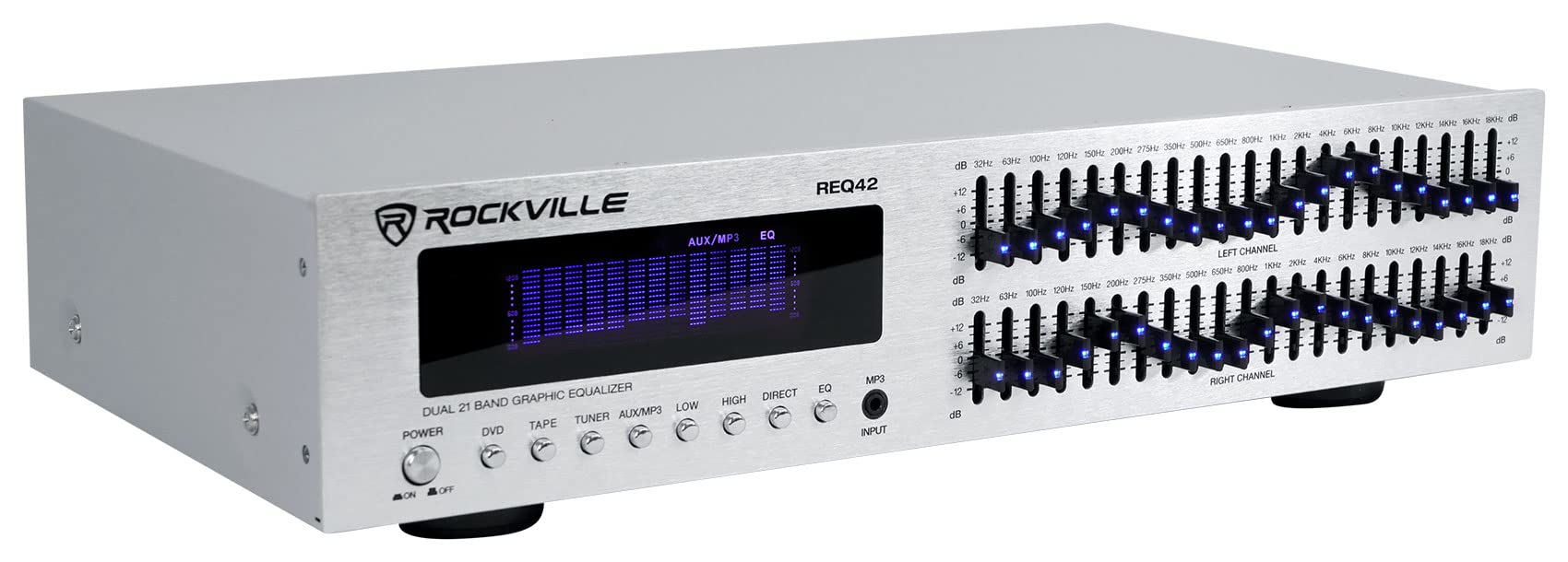 Amazon.com: Rockville REQ42-S Dual 21-Band Graphic Equalizer, Blue