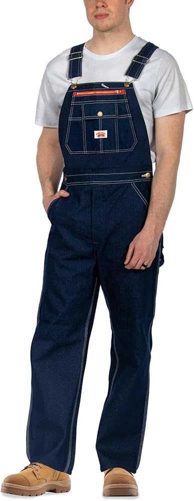 Amazon.com: Round House Men's Rigid Denim Overalls Rigid Indigo