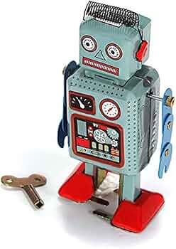 ブリキ ロボット ネジ巻き 女の子デザイン 昭和レトロ ブリキ ロボット