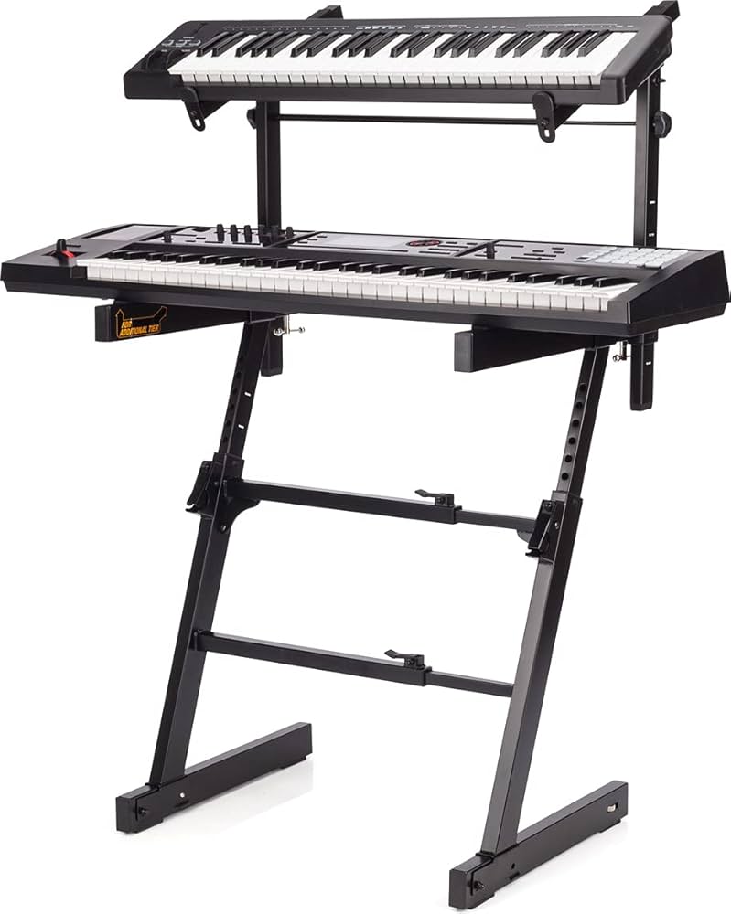 Amazon.com: Hercules KS410B Auto Lock Double Tier Z KB Stand Black