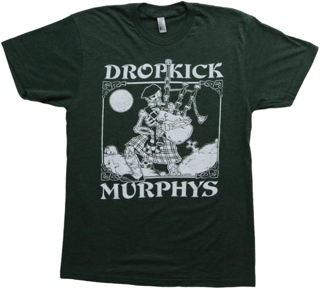 Amazon.com: Dropkick Murphys- Vintage Skeleton Piper T-Shirt Size