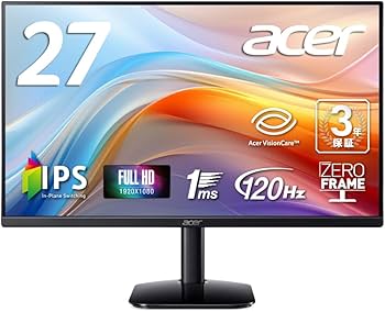 Amazon.co.jp: Acer モニター 27インチ フルHD 非光沢 IPS 120Hz 1ms