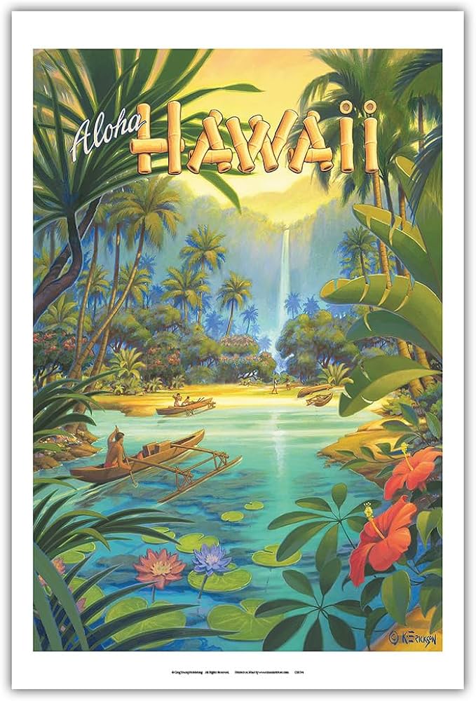 Amazon.com: Aloha Hawaii - Vintage Hawaiian Travel Poster by Kerne