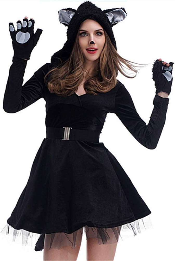Amazon.co.jp: YOJAP ハロウィン仮装 黒猫 コスチューム コスプレ衣装