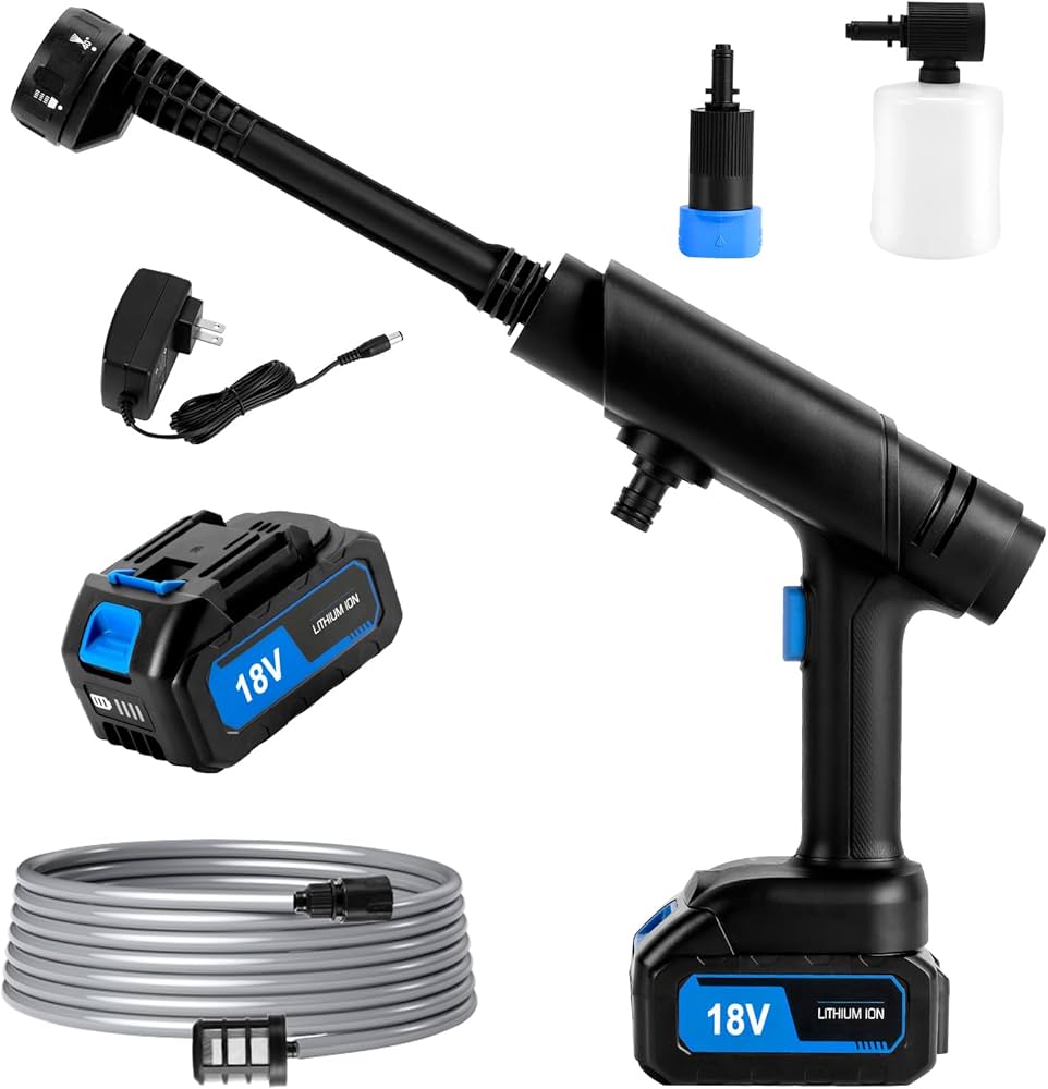 Amazon | SUNPIE 高圧洗浄機 強力モータ500w 吐出圧力8Mpa 充電式