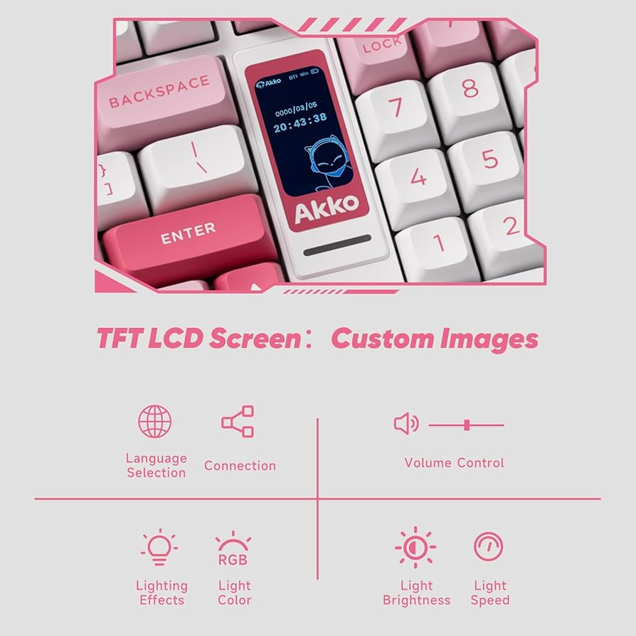 Amazon.com: Akko 5098B Wireless Gaming Keyboard with Screen