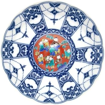 Amazon | （在庫限り）九谷焼 青風窯 4号皿揃 （5枚セット） 瓔珞紋