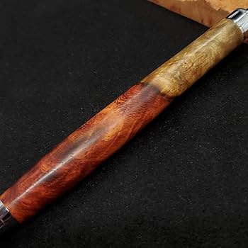 Amazon.co.jp: ⑮Bハンドメイド木軸シャーペン花梨瘤紅白赤濃いめ