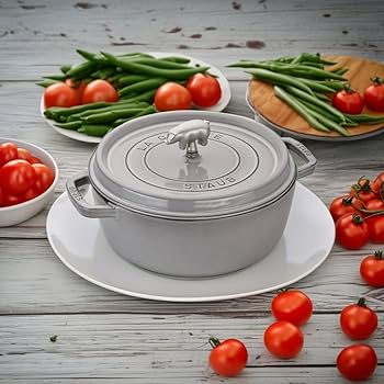 Amazon.com: Staub Cast Iron 6-qt Cochon Shallow Wide Round Cocotte