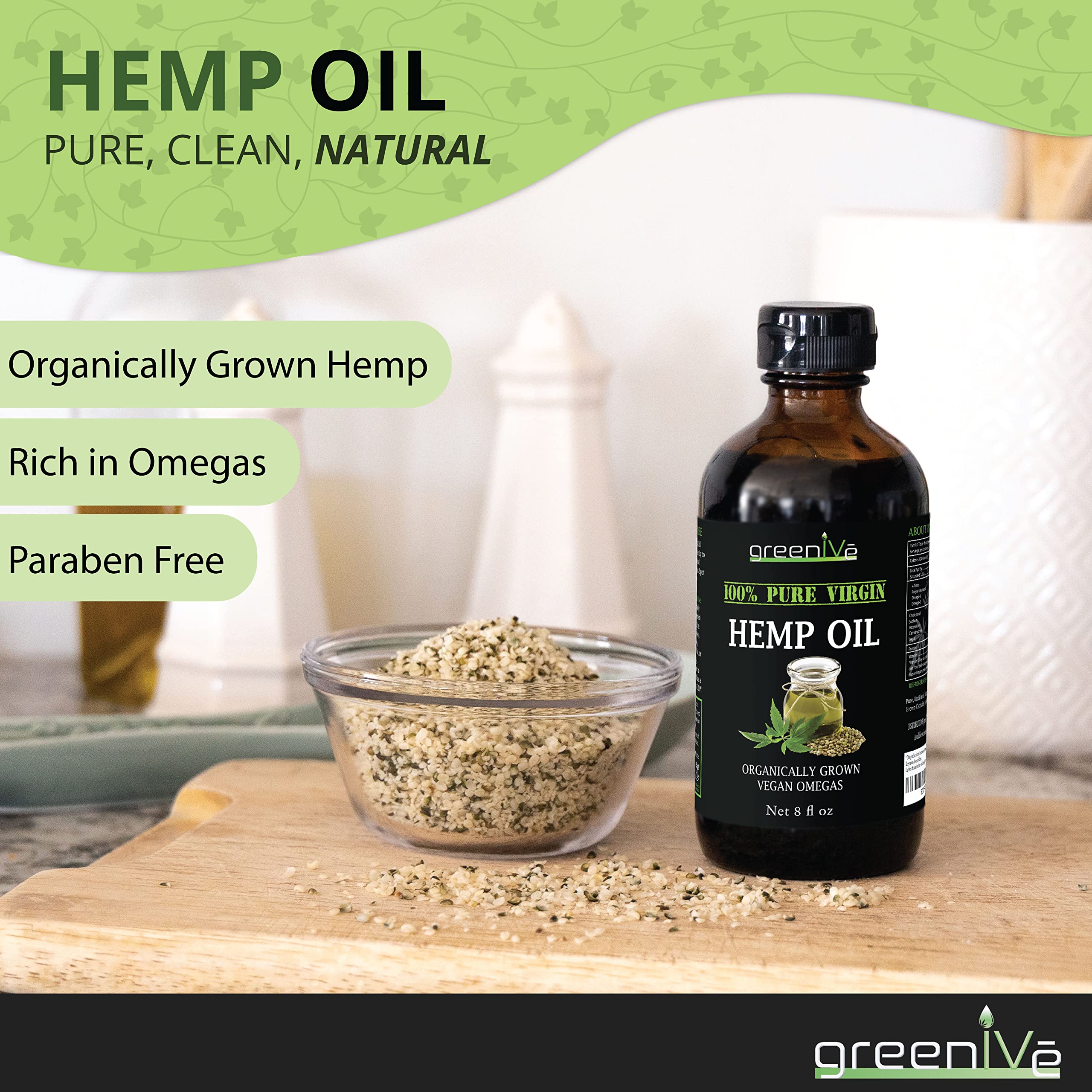 Amazon.com : GreenIVe Hemp Oil, 32oz Bottle (946mL), Natural Hemp