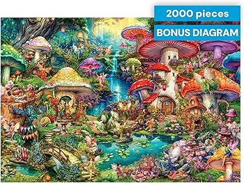 Amazon.com: Buffalo Games - Merry Mushroom Village Picnic by Aimee
