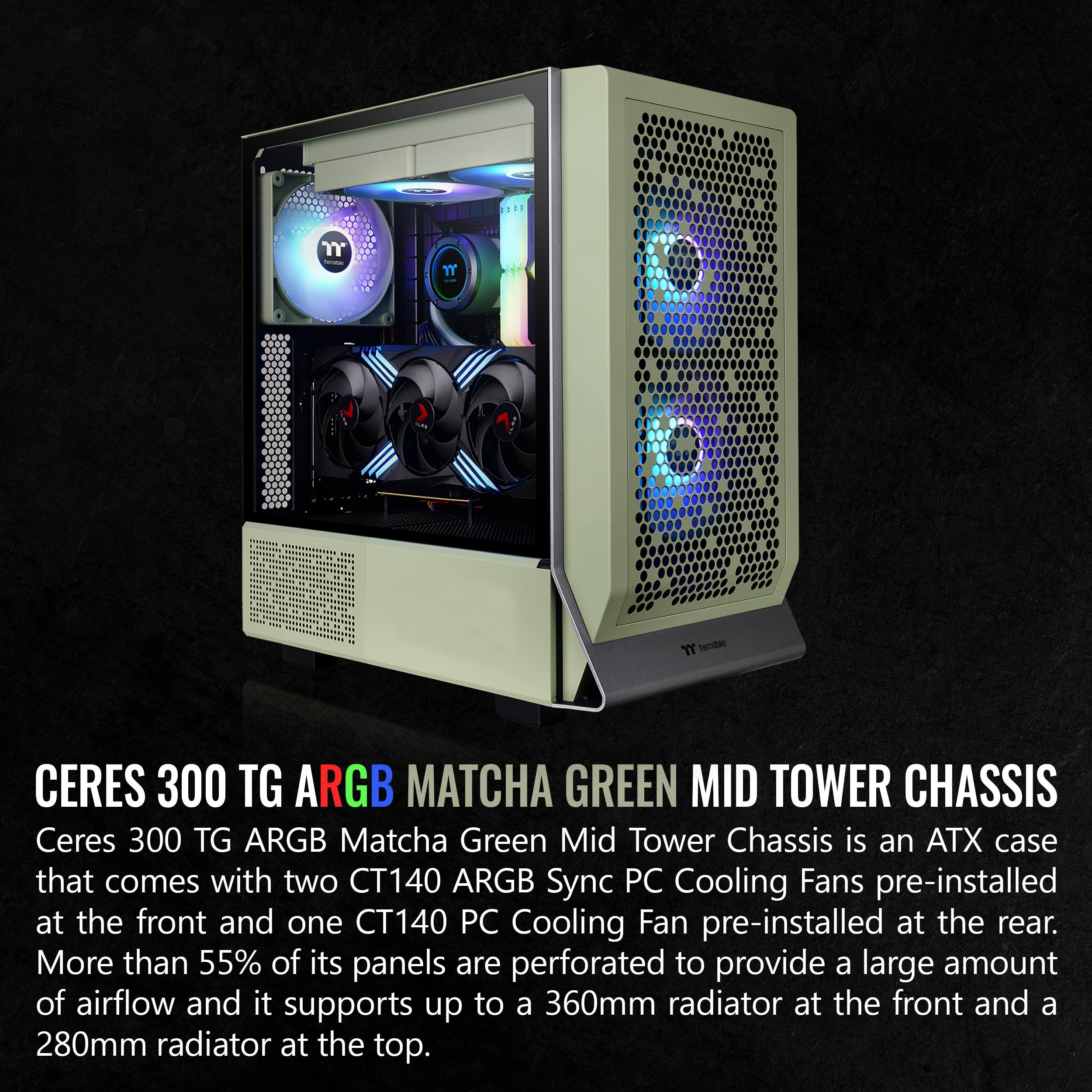 Amazon.co.jp: Thermaltake Ceres 300 抹茶 グリーン ミッドタワー E