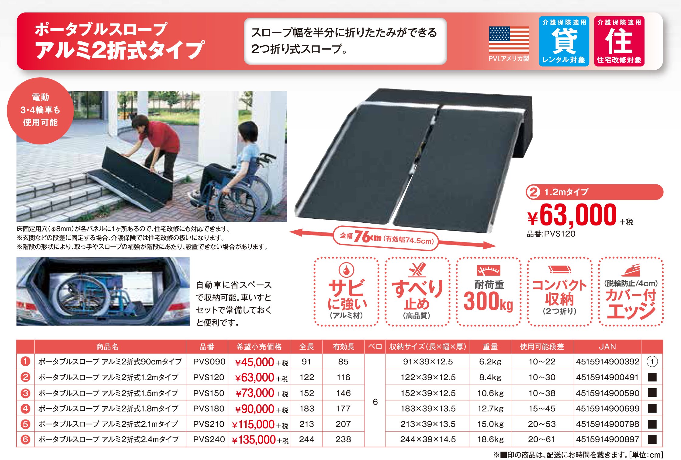 Amazon | イーストアイ (PVS090) ポータブルスロープ アルミ2折式