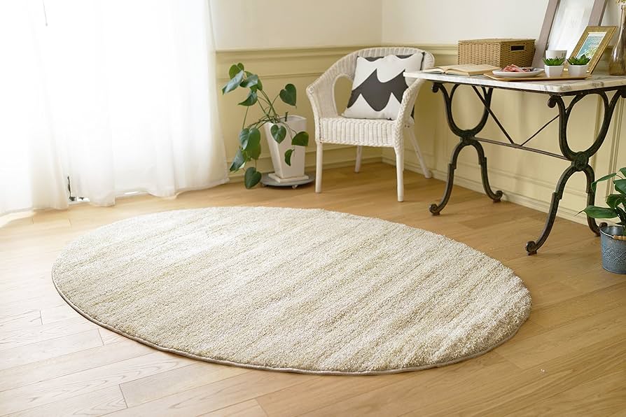 Amazon｜防炎 防音 防ダニ ナイロンラグ リュストル 140×200楕円cm