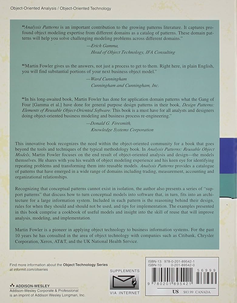 Amazon.co.jp: Analysis Patterns: Reusable Object Models (Object