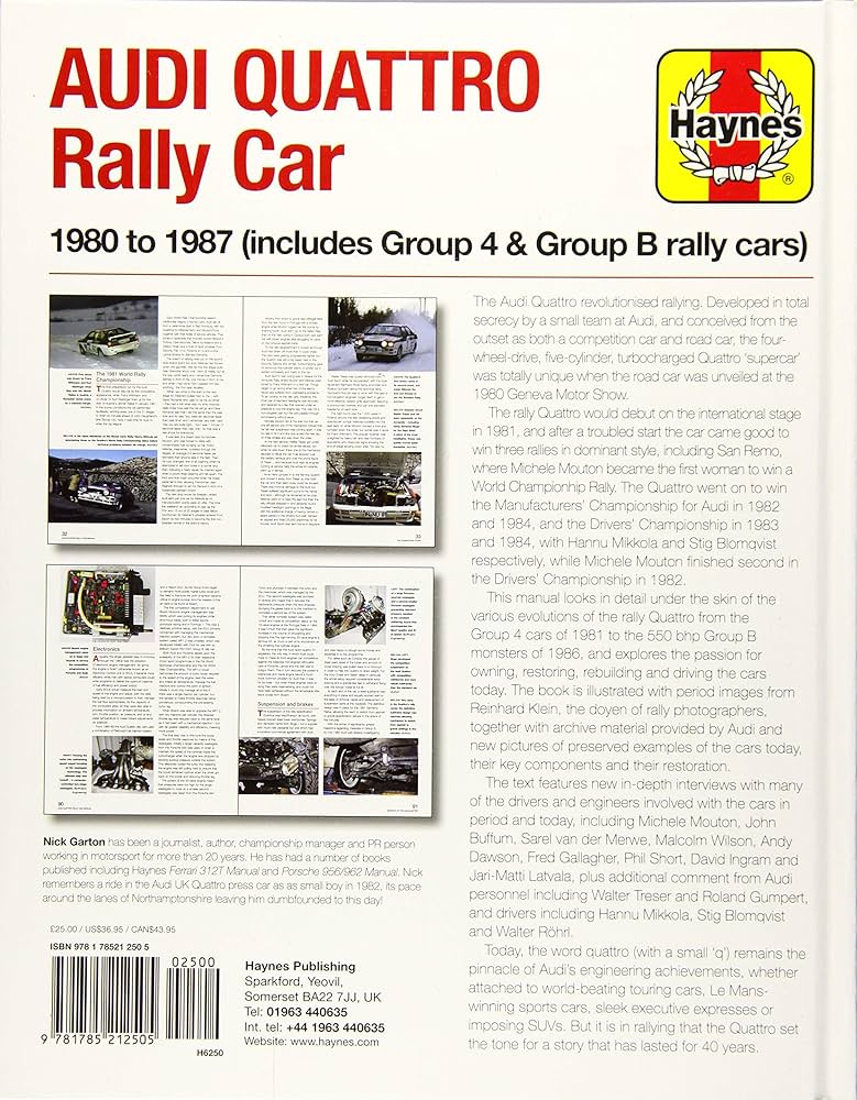 Audi Quattro Rally Car Enthusiasts' Manual: 1980 to 1987 (includes