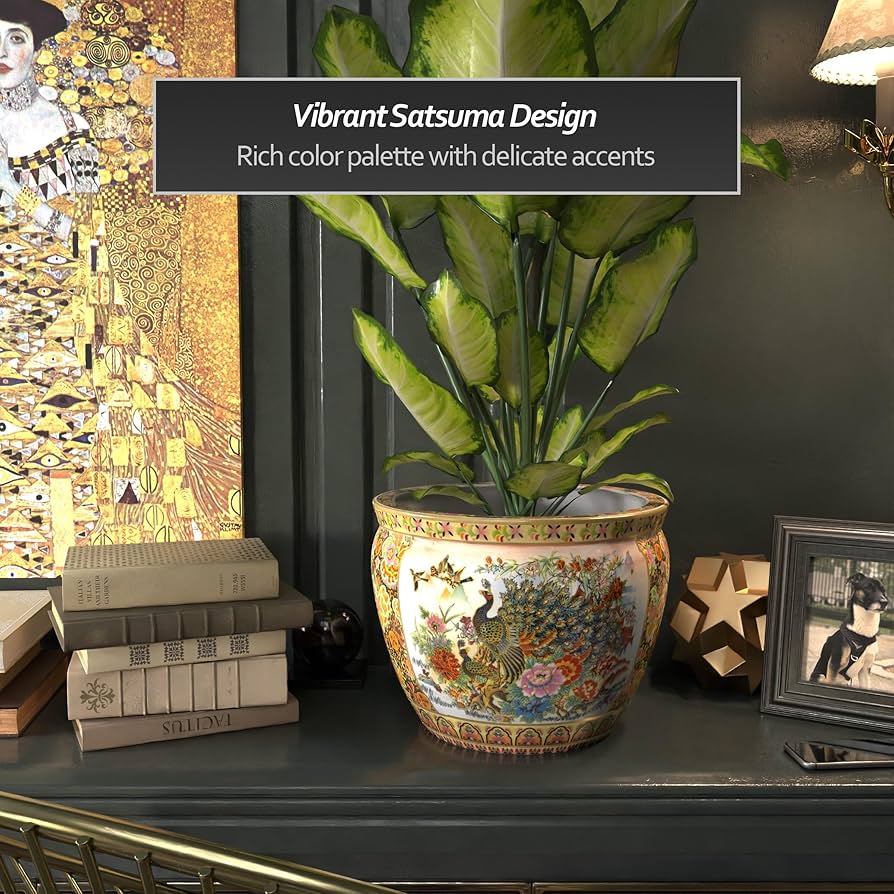 Amazon.co.jp: ORIENTAL Furniture 14インチ サツマ 磁器 魚鉢 : DIY