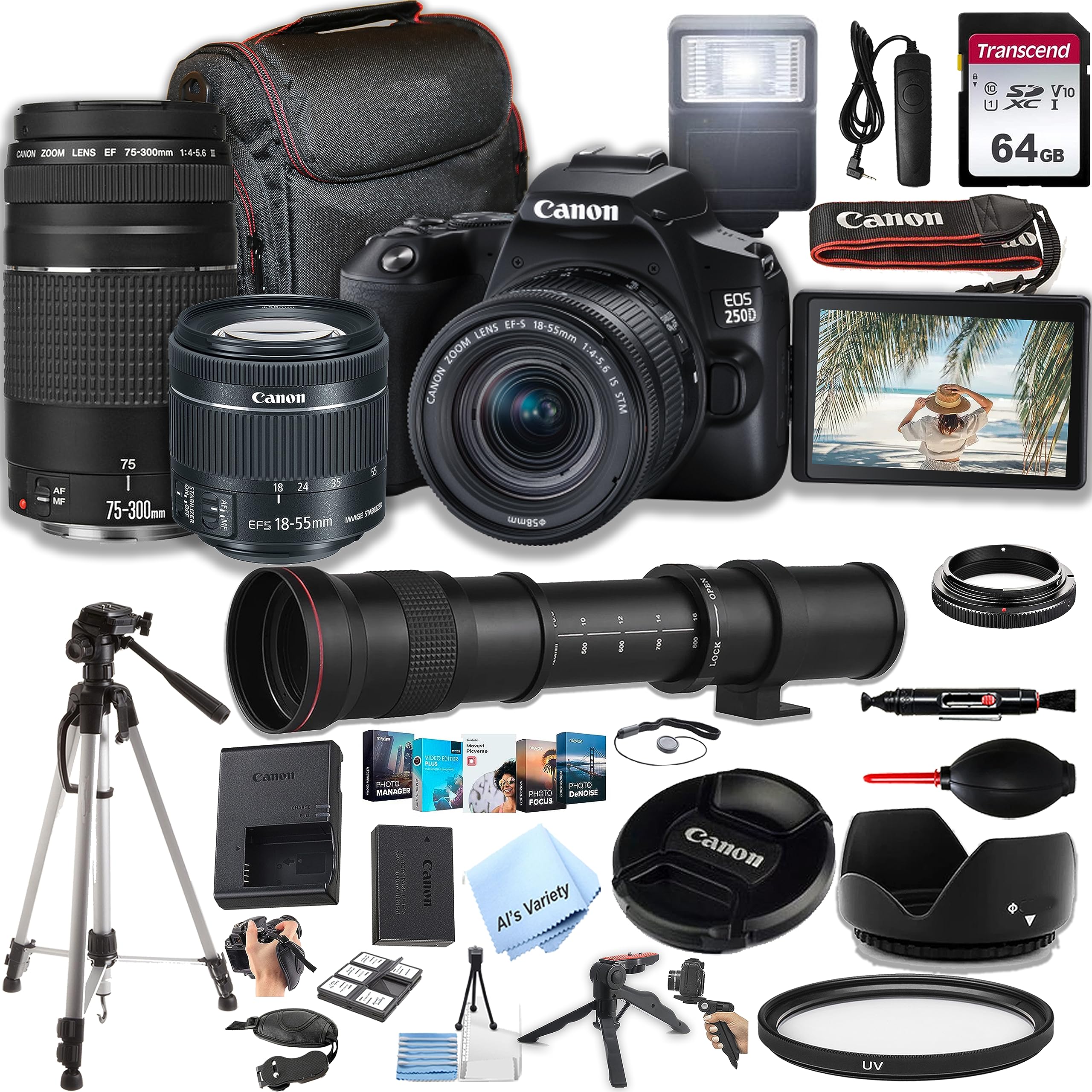 Amazon.com : Canon EOS 250D / Rebel SL3 DSLR Camera w/EF-S 18-55mm