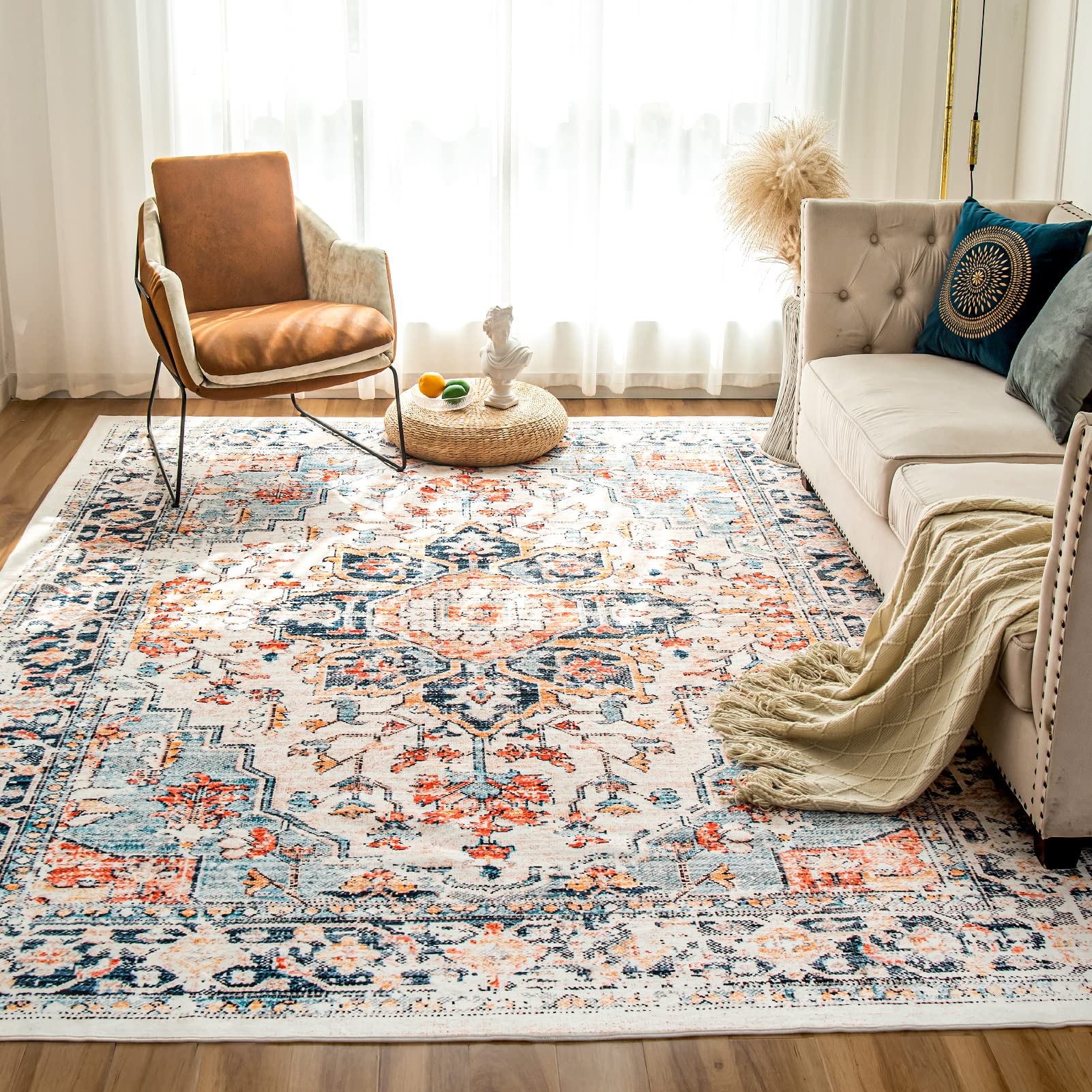 VK VK·LIVING 5x7 Area Rug Washable Rugs for Living Room Rug