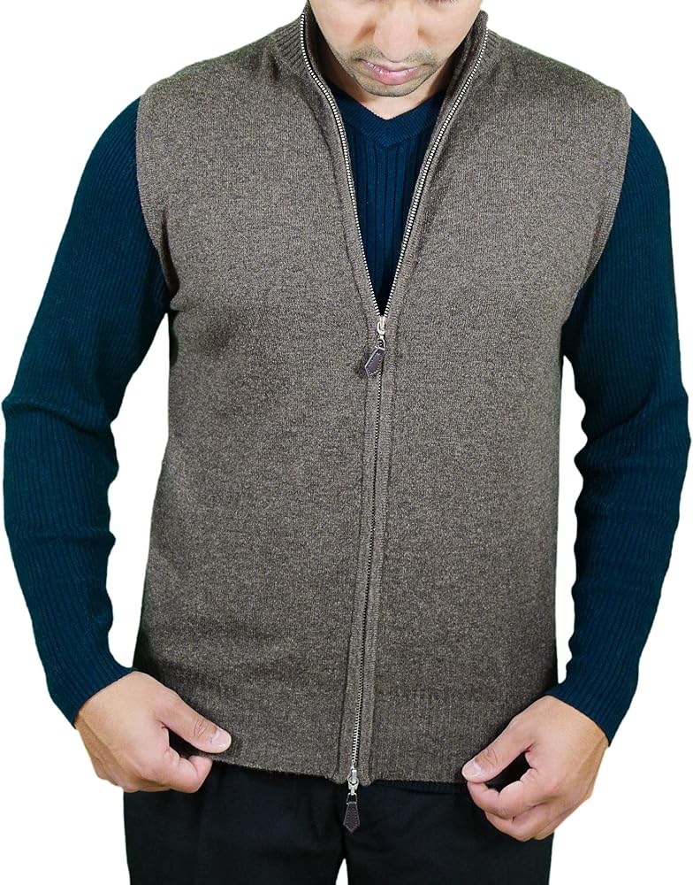 Cashmere Boutique 100% Pure Cashmere Full Zip Sweater Vest for Men