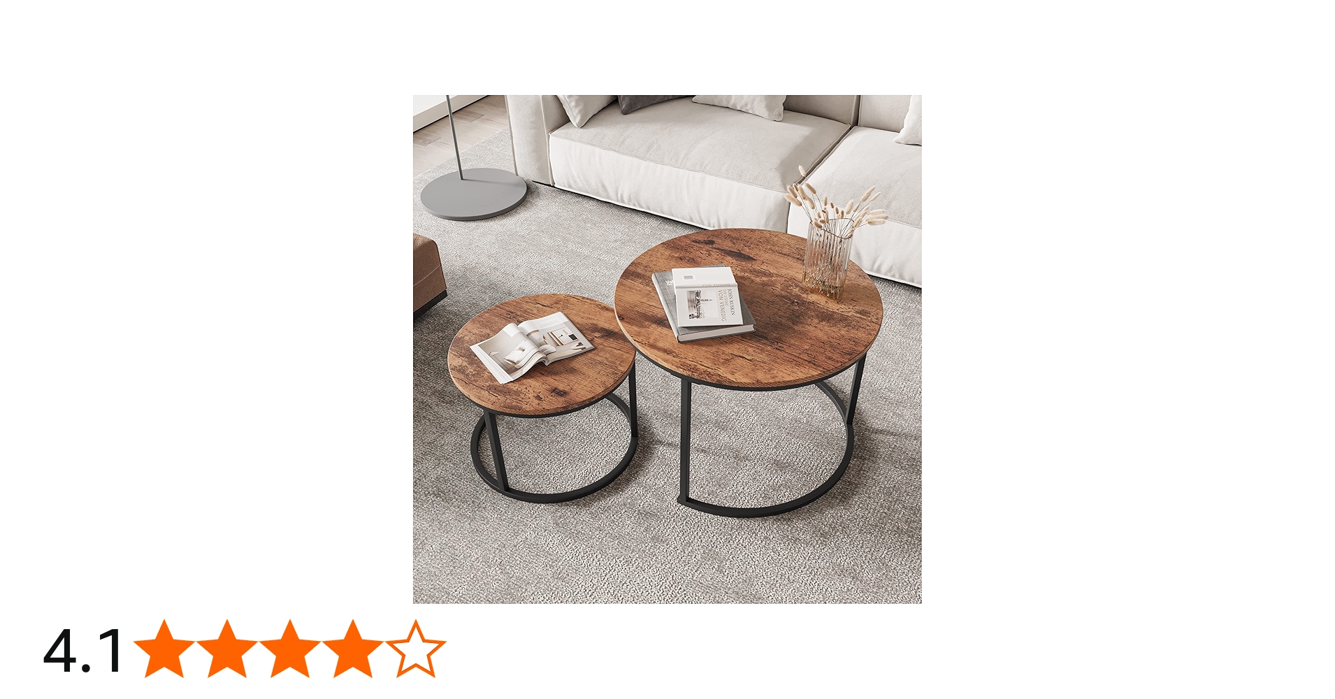 FOUBAM Round Nesting Coffee Table Set of 2 End Tables for Living