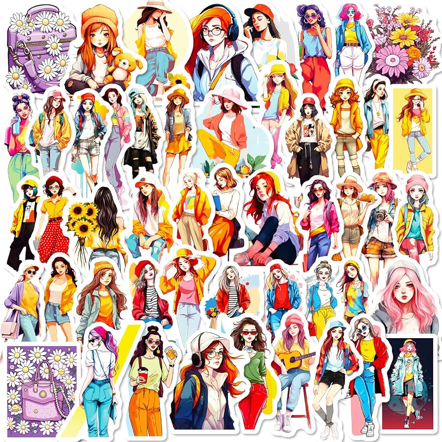 Amazon.co.jp: コラージュ 素材 女の子 シール 人物 ステッカー