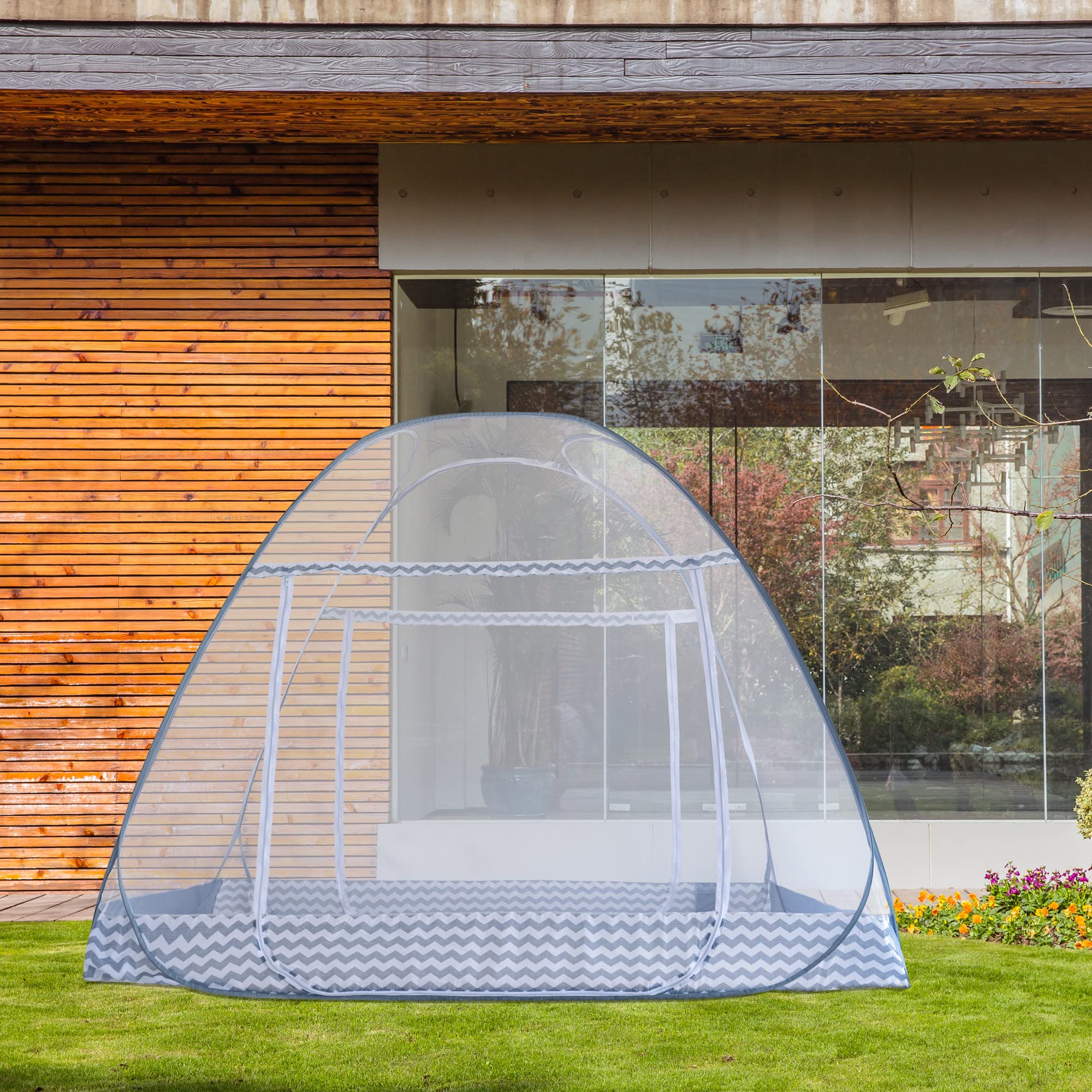 Amazon｜蚊帳（かや) テント式 ワンタッチ 2ドアタイプ 底生地付き