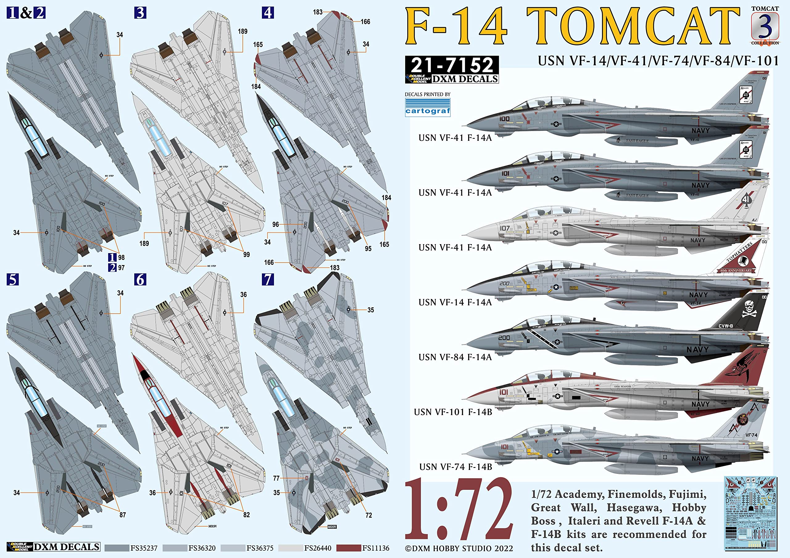 Amazon | DXMデカール 21-7152 1/72 アメリカ海軍 VF-14/41/74/84/101