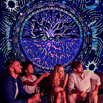 Amazon.co.jp: OSVINO ブラックライト 命の木 タペストリー 180X230CM