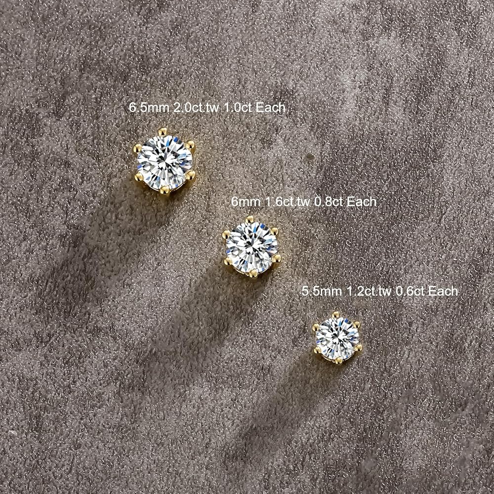 Amazon.co.jp: KRKC&CO モアッサナイト スタッドピアス メンズ 6本爪