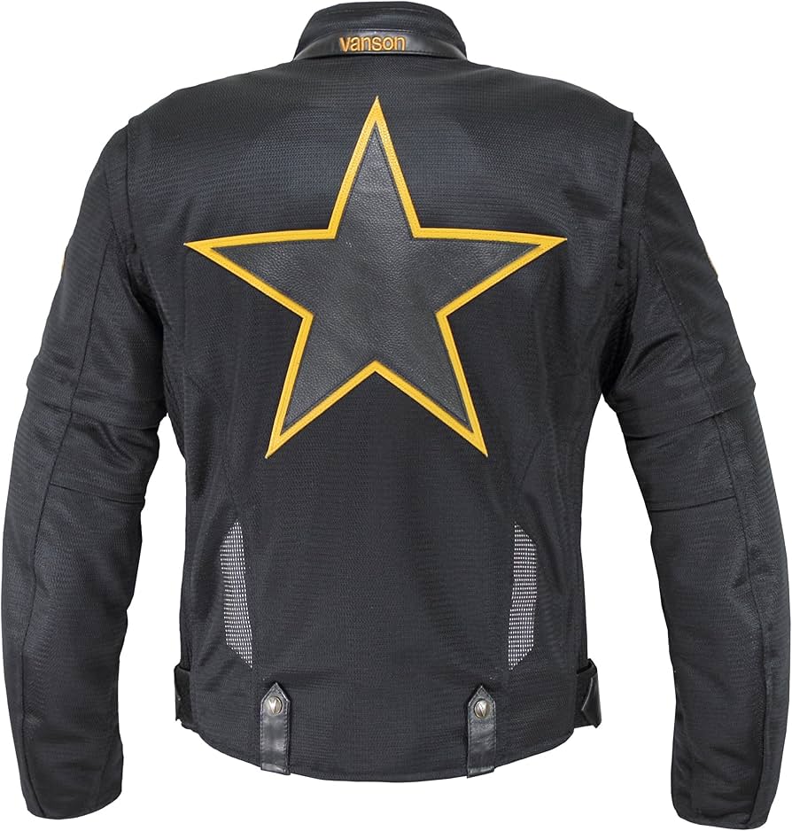 Amazon | VANSON(バンソン) メッシュジャケット BLACK/YELLOW XL