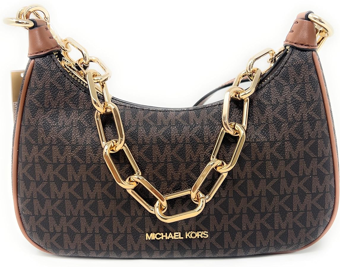 Michael Kors Cora Medium Signature PVC Zip Pouchette Crossbody Bag
