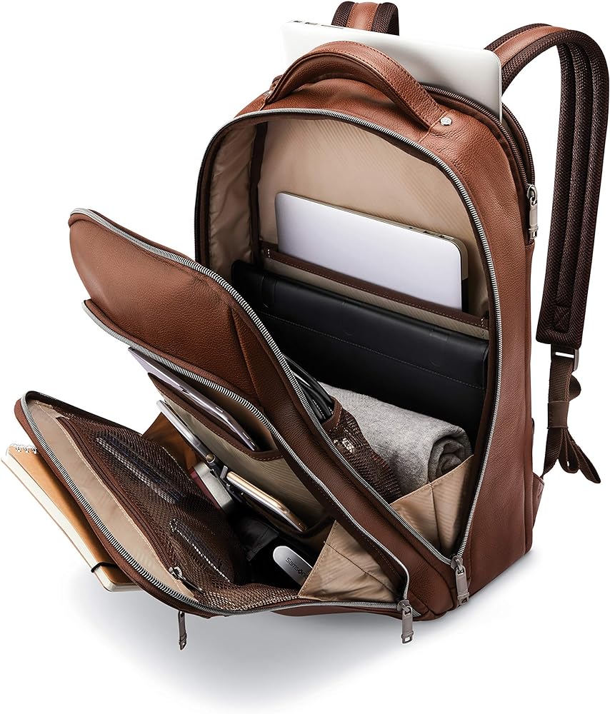 Amazon.com | Samsonite Classic Leather Backpack, Cognac , One Size