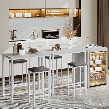 Amazon.co.jp: HOMOOI カウンターテーブルチェアセット 大理石柄 バー