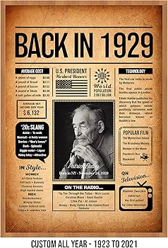 Amazon.com: Back in 1929 Poster Sign, Personalized Birthday Gifts