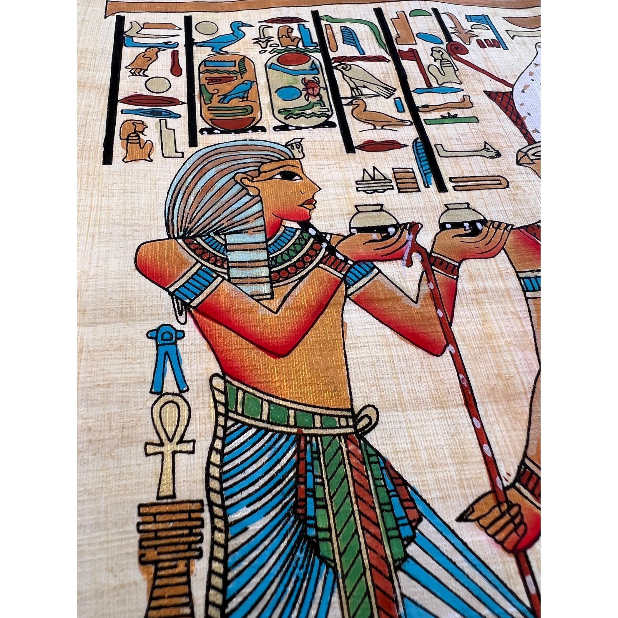 Amazon.co.jp: パピルスアート、ホルス神への捧げ、古代エジプトの